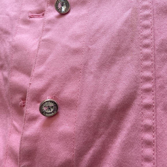 Quaker Factory Jacket Pink with Orange Trim Rhinestone buttons Size Large - Picture 13 of 14